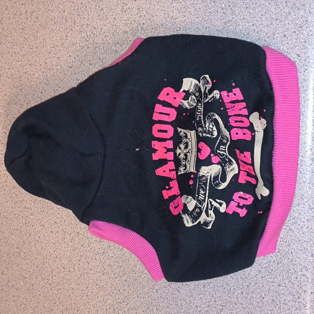 SimplyDog Brand Extra Small Blue & Pink Dog Hoodie-Glamour To The Bone-NWOT